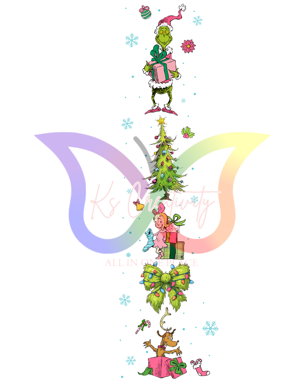 DTF Transfer Grinch Bow & Back Combo