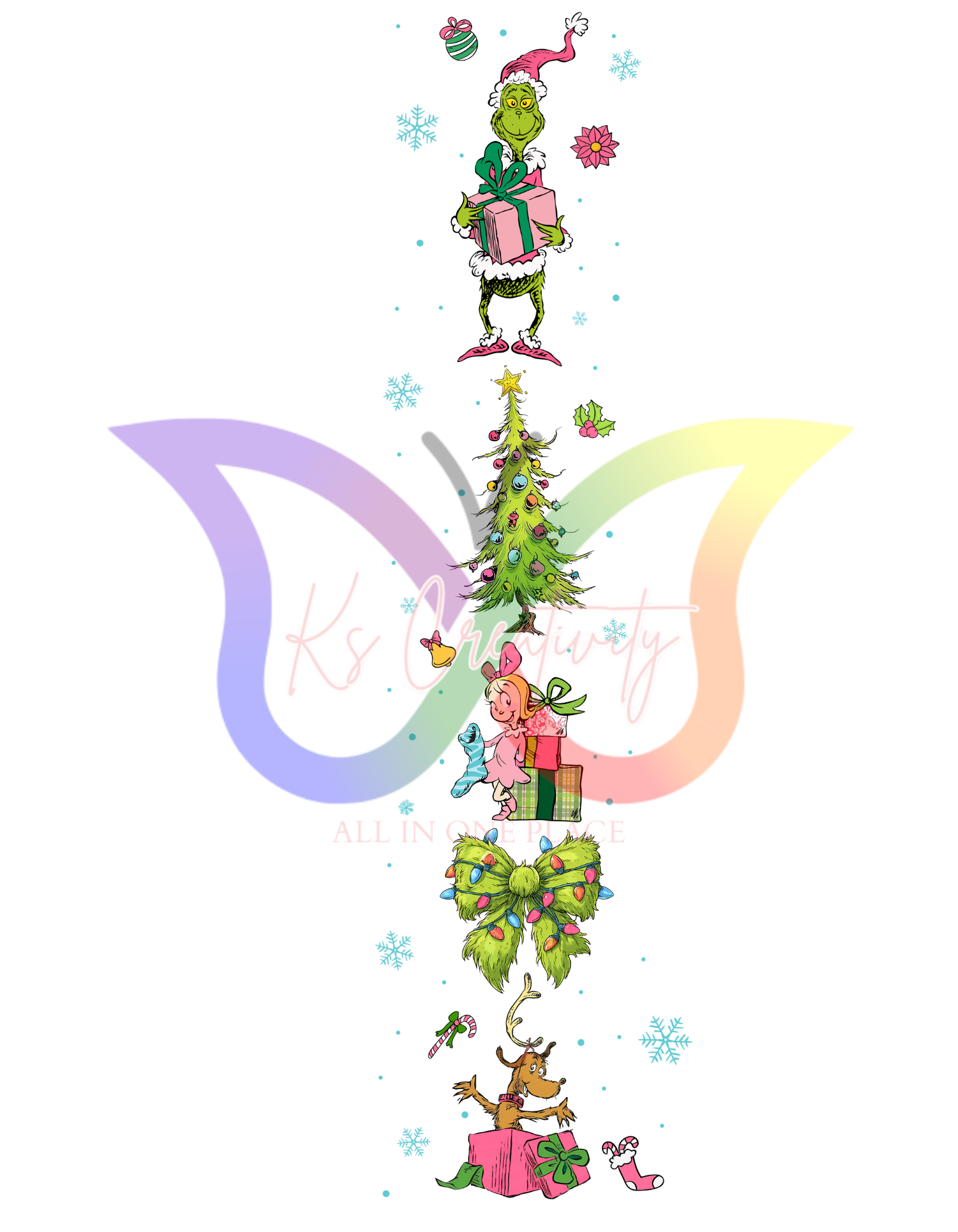 DTF Transfer Grinch Bow & Back Combo