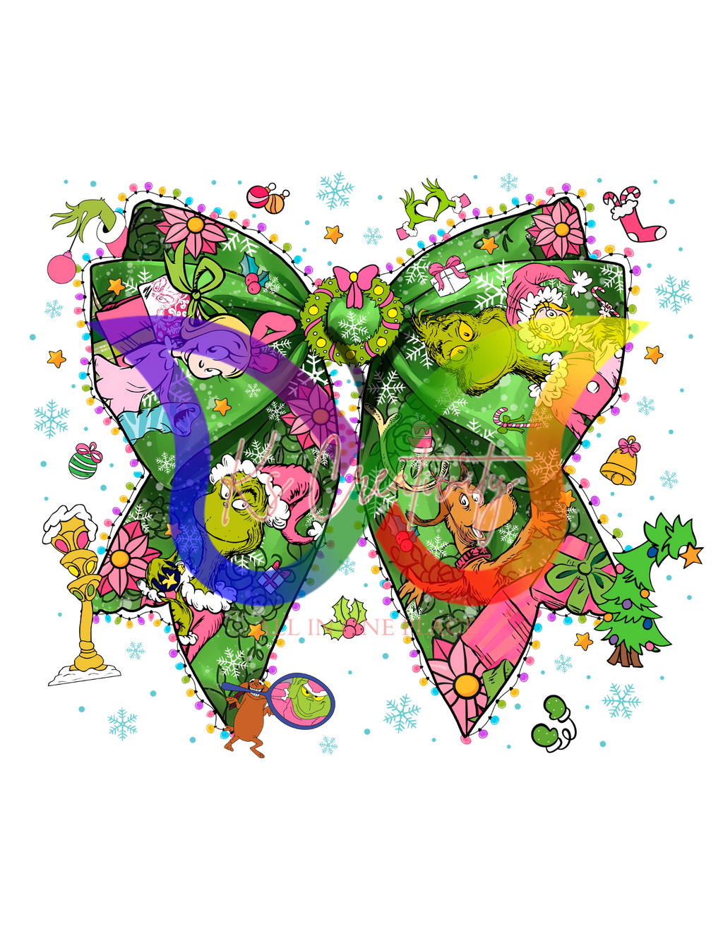 DTF Transfer Grinch Bow & Back Combo